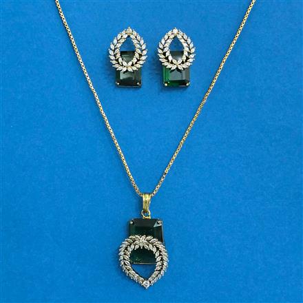 Cz Classic Pendant Set With Mehndi Plating