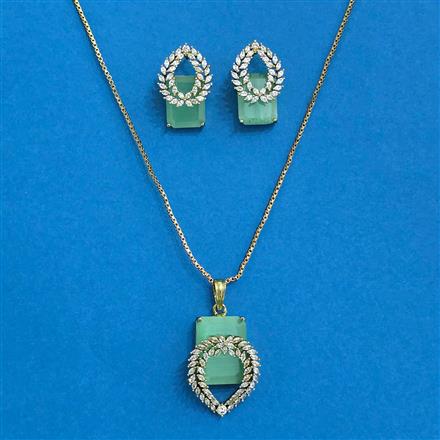 Cz Classic Pendant Set With Mehndi Plating