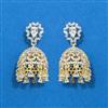 Cubic Zirconia Jhumki With Mehndi 2 Tone Rhodium Plating