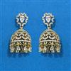 Cubic Zirconia Jhumki With Mehndi 2 Tone Rhodium Plating