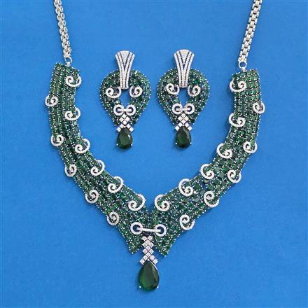 Cz Classic Necklace With Rhodium Plating