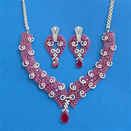 Cz Classic Necklace With Rhodium Plating