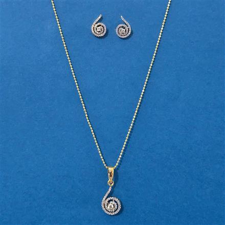 American Diamond Delicate Pendant Set With 2 Tone Plating