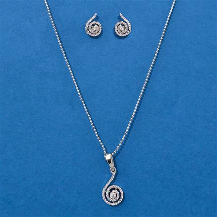 American Diamond Delicate Pendant Set With Rhodium Plating