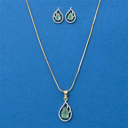 American Diamond Classic Pendant Set With 2 Tone Plating