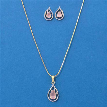 American Diamond Classic Pendant Set With 2 Tone Plating