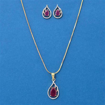 American Diamond Classic Pendant Set With 2 Tone Plating