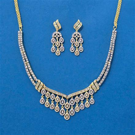 Cubic Zirconia Classic Necklace With Rhodium 2 Tone Plating