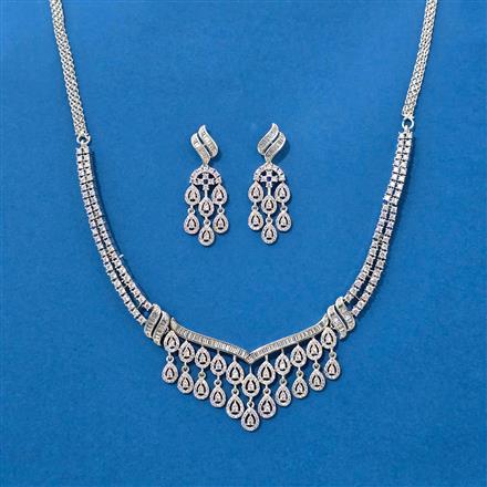 Cubic Zirconia Classic Necklace With Rhodium 2 Tone Plating