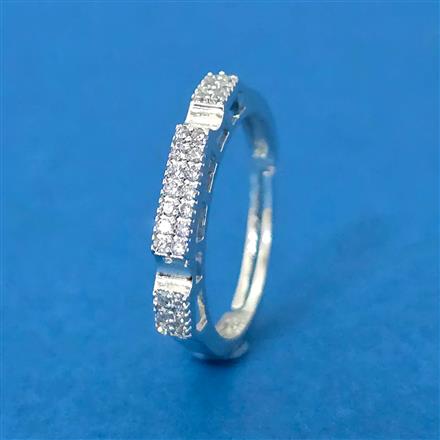 Cubic Zirconia Adjustable Ring With Rhodium 2 Tone Plating