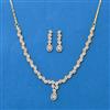 Cubic Zirconia Delicate Necklace With Rhodium 2 Tone Plating