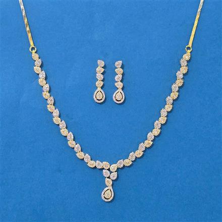 Cubic Zirconia Delicate Necklace With Rhodium 2 Tone Plating