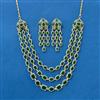 Cubic Zirconia 3 Line Necklace With 2 Tone Plating