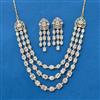 Cubic Zirconia 3 Line Necklace With 2 Tone Plating