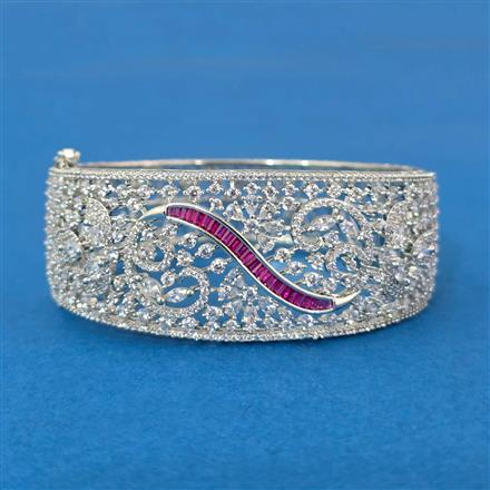 Cubic Zirconia Openable Kada With Rhodium Plating