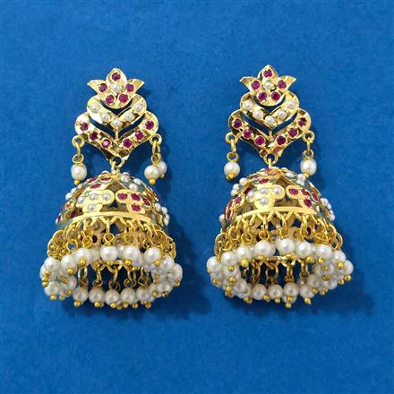 Cubic Zirconia Moti Earring With Gold Plating