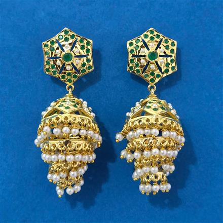 Cubic Zirconia Moti Earring With Gold Plating