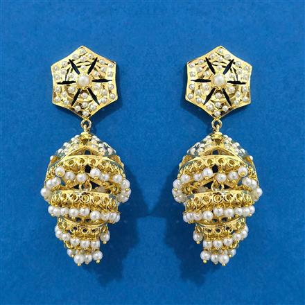 Cubic Zirconia Moti Earring With Gold Plating