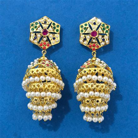 Cubic Zirconia Moti Earring With Gold Plating