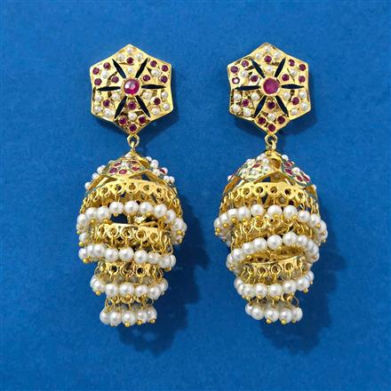 Cubic Zirconia Moti Earring With Gold Plating