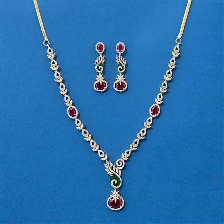 Cubic Zirconia Delicate Necklace With 2 Tone Plating