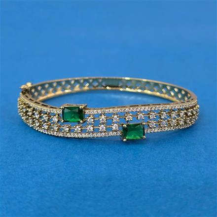 Cubic Zirconia Openable Kada With Mehndi Plating