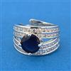 Cubic Zirconia Adjustable Ring With Rhodium Plating
