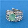 Cubic Zirconia Adjustable Ring With Rhodium Plating