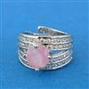 Cubic Zirconia Adjustable Ring With Rhodium Plating