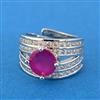 Cubic Zirconia Adjustable Ring With Rhodium Plating