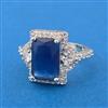 Cubic Zirconia Adjustable Ring With Rhodium Plating