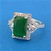 Cubic Zirconia Adjustable Ring With Rhodium Plating