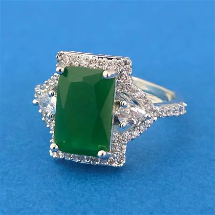 Cubic Zirconia Adjustable Ring With Rhodium Plating