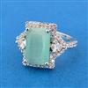 Cubic Zirconia Adjustable Ring With Rhodium Plating