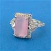 Cubic Zirconia Adjustable Ring With Rhodium Plating