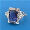 Cubic Zirconia Adjustable Ring With Rhodium Plating