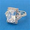 Cubic Zirconia Adjustable Ring With Rhodium Plating