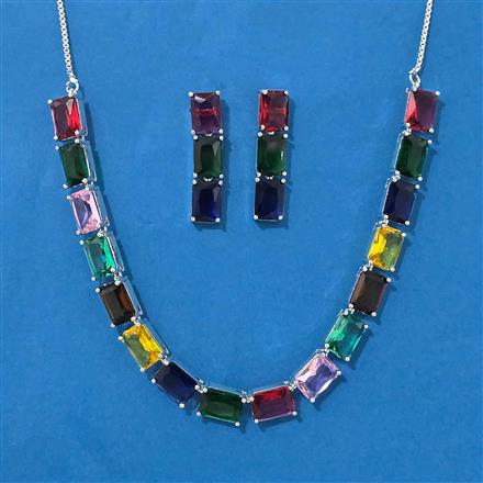 Cubic Zirconia Classic Necklace With Rhodium Plating