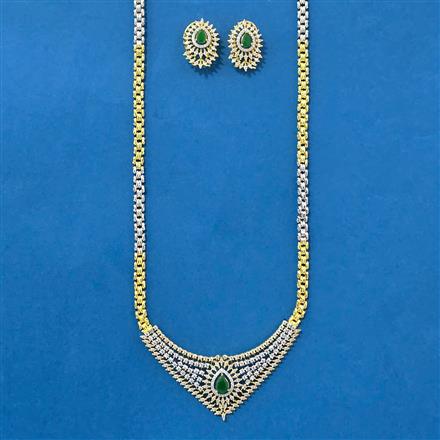 Cubic Zirconia Classic Pendant Set With 2 Tone Plating