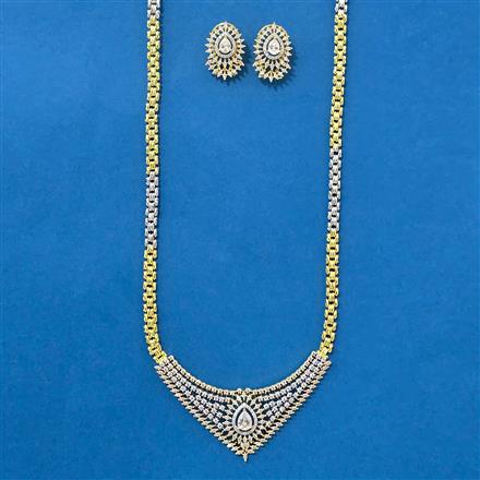 Cubic Zirconia Classic Pendant Set With 2 Tone Plating