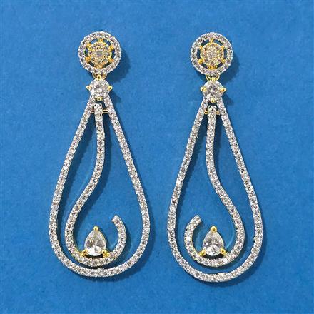 American Diamond Classic Earring With Carat 2 Tone Rhodium Plating