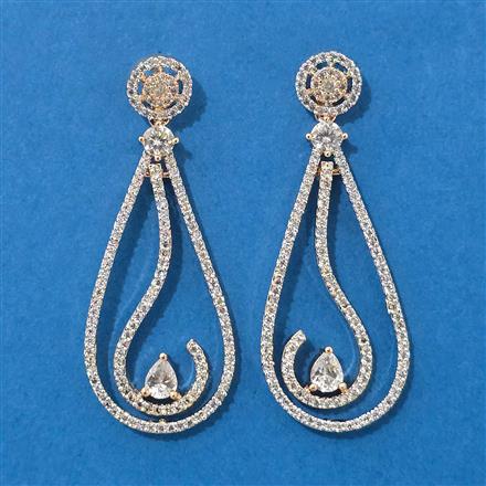 American Diamond Classic Earring With Carat 2 Tone Rhodium Plating