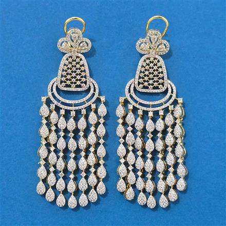 Cz Classic Earring With Carat 2 Tone Rhodium Plating