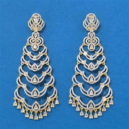 Cz Classic Earring With Carat 2 Tone Rhodium Plating