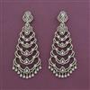 American Diamond Long Earring With 2 Tone Plating Carat Plating Rhodium Plating Mehndi Plating