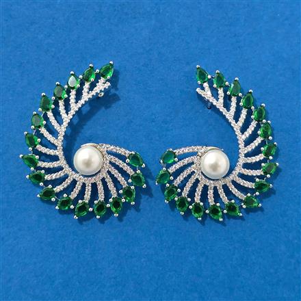 Cz Moti Earring With Rhodium Plating