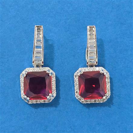 Cz Delicate Earring With Rhodium Plating