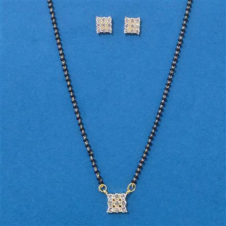 American Diamond Delicate Mangalsutra With 2 Tone Rhodium Plating