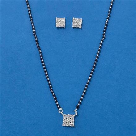 American Diamond Delicate Mangalsutra With 2 Tone Rhodium Plating