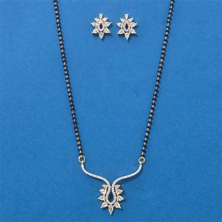 American Diamond Classic Mangalsutra With 2 Tone Rhodium Plating